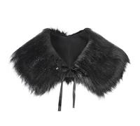 SIQITECHUK Kids Viking Cloak Medieval Cape Faux Fur Shoulder Armour Viking Retro Shawl Renaissance Shoulder Wrap Collar Medieval Costume Accessories for Halloween Cosplay Fancy Dress (Black)