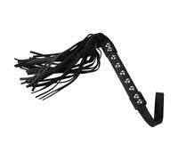 SIQITECHUK Leather Flogger Whip Horse Riding Crop Equestrian Schooling Whip for Horse Training Stage Performances (Black)