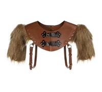 SIQITECHUK Medieval Shoulder Armor Faux Fur Leather Viking Pauldron Adjustable Knight Warrior Costume Renaissance Chest Harness Punk Collar Shawl for Halloween LARP Cosplay Fancy Dress Party (Brown)