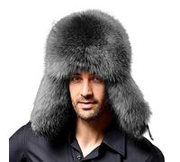 SIQITECHUK Men Trapper Hat Trooper Hats Winter Bomber Hat Russian Ushanka Hat Hunting Hat Faux Fur Hat with Earflaps Aviator Winter Cap Windproof Thermal Hiking Ski Hat Trooper Hat for Outing Grey
