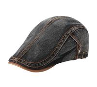 SIQITECHUK Men Women Flat Cap Summer Newsboy Cap Vintage Wash Denim Berets Hat Distressed Golf Driving Hunting Hat (UK, Alpha, One Size, Black)