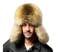 SIQITECHUK Men's Bomber Hat - Winter Ushanka with Earflaps, Faux Fur, Aviator Style, Windproof, Thermal, Hiking, Ski, Trooper Hat for Outing - Brown