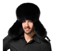 SIQITECHUK Men's Trapper Hat - Winter Bomber Hat with Earflaps, Aviator Cap, Windproof & Thermal, Faux Fur, Black