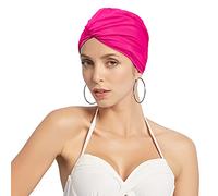 SIQITECHUK Pleated Swim Cap Ladies Swimming Hat Women Long Hair Swim Cap Bathing Cap Ears Protection Cap Swim Hat Super Elastic Turban Swimming Cap Surfing Cap Shower Cap for Long Hair Short Hair