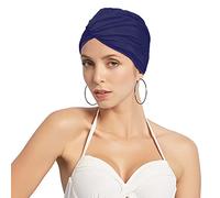 SIQITECHUK Pleated Swim Cap Ladies Swimming Hat Women Long Hair Swim Cap Bathing Cap Ears Protection Cap Swim Hat Super Elastic Turban Swimming Cap Surfing Cap Shower Cap for Long Hair Short Hair