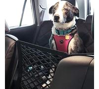 SIQITECHUK Universal Car Front Seat Pet Barrier Safety Net Mesh Car Dog Guard Auto Divider Guard with Storage Bag Car Seat Gap Organiser for Travel Safety Driving
