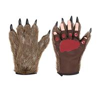SIQITECHUK Wolf/Bear Claw Gloves - Brown, One Size, Adult, Unisex, Polyester, Leather, Fingerless, Animal Paws, Cosplay, Fancy Dress, Halloween, Christmas, Carnival, Party Accessory