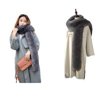 SIQITECHUK Women Long Faux Fur Scarf Soft Neck Warmer Windproof Winterproof Thicken Collar Shawl Queen Elegance Dress Accessory for Conference Evening Party Wedding