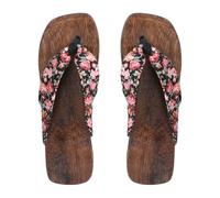 SIQITECHUK Women Wooden Geta Sandals Clogs Japanese Traditional Flat Heel Slippers Shoes Summer Kimono Flip Flops Stage Cosplay Geta