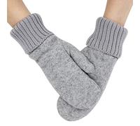SIQITECHUK Woolen Gloves Mittens Women Black Fingerless Gloves Insulated Warm Fleece Lined Gloves Ladies Thermal Gloves Winter Gloves Thicken Knitted Gloves Cycling Skiing Snowboarding Gloves Mittens