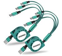SIQIWO 2 Pack 3 in 1 Retractable USB C Cable, 3A QC 3.0 Type C Cord 1M
