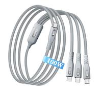 SIQIWO 3 in 1 USB C Multi Charger Cable,100W Max Fast Charging Splitter,1.2M Braided USB C to C Charger Cord,Fast PD Charging Cable for iPhone 17/16/15 Series,Samsung Galaxy,MacBook Pro/Air,iPad etc