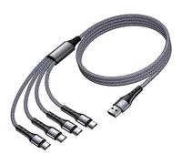 SIQIWO 4 in 1 USB C Charger Cable, 3A Fast Charging Type C Cord 1.2M Grey
