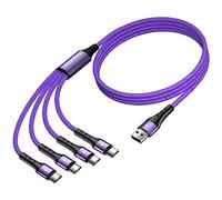SIQIWO 4 in 1 USB C Charger Cable, 3A Fast Charging Type C Cord 1.2M Purple