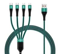 SIQIWO Multi Charger Cable 3A 1.2M, Nylon Braided 4 in 1 USB Fast Charging Cord with 2 Micro USB/2 Type C Adapter Port, for iPhone 17/16, Samsung Galaxy S23 S21 S6, Tab, Huawei, Sony, LG, Xiaomi, Moto