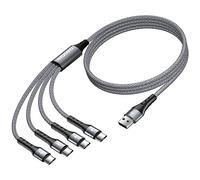 SIQIWO USB C Cable Fast Charging 1.2M, Braided QC 3.0(3A) Multi USB C Splitter Cord with 4 USB Type C Connectors, for iPhone 17/16/15, Android Galaxy S25 S24 A20e A70, Huawei, Xiaomi, Sony, LG, Swith