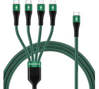 SIQIWO USB C Multi Charger Cable, 3A 1.2M New Braided USB C Splitter Cable to 4 in 1 Cord with 2 Micro USB/2 Type C Connector, for iPhone 15, Samsung Galaxy S23 S8 S7, LG, Huawei, Xiaomi, Sony, Tab