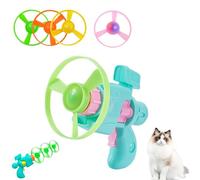 SiQiYu Celerypet Light-Up Flying Disc Cat Launcher Set,Celery Pets Flying Disc Launcher Toy,Cats Tracking Interactive Toys for Chasing Training Hunting (green, 1pcs)
