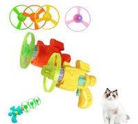 SiQiYu Celerypet Light-Up Flying Disc Cat Launcher Set,Celery Pets Flying Disc Launcher Toy,Cats Tracking Interactive Toys for Chasing Training Hunting (red and yellow, 2pcs)