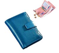 SiQiYu Peachloft Wallets,Peachloft Mens Wallet,RFID Blocking Bifold Wallet,Genuine Leather Multi-Card Zipper Pocket Anti-Theft Coin,14 Card Slots (Peacock Blue)