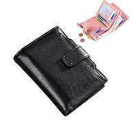 SiQiYu Peachloft Wallets,Peachloft Mens Wallet,RFID Blocking Bifold Wallet,Genuine Leather Multi-Card Zipper Pocket Anti-Theft Coin,14 Card Slots (Black)