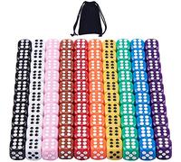 SIQUK 100 Pieces Dice 6 Sided Game Dice 12mm Round Corner Dice Set for Tenzi, Farkle, Yahtzee, Bunco or Teaching Math (Free Pouch)