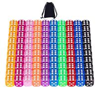 SIQUK 100 Pieces Dice Set 12mm Game Dice 6 Sided Coloured Round Corner Dice for Tenzi, Farkle, Yahtzee, Bunco or Teaching Math (Free Pouch)