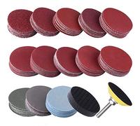 SIQUK 130pcs Sanding Discs 50mm with 1pc 1/4" Shank Backing Pad and 1pc Soft Foam Buffering Pad for Drill Grinder (10pcs Each Grit - 60 80 120 180 240 400 600 800 1000 1200 1500 2000 3000)