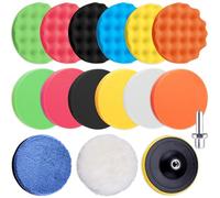 SIQUK 16 Pieces Polishing Pads Kit 6 Inch Wax Buffing Pads Car Foam Polishing Pads for Drill Buffer Polisher Attachment, 150MM