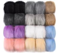 SIQUK 20 Pcs Faux Fur Pom Pom Balls with Elastic Loop for Hats
