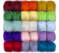 SIQUK 30 Pieces Faux Fur Pom Pom DIY Faux Fox Fur Fluffy Pom Pom with Elastic Loop for Hats Keychains Scarves Gloves Bags Accessories (15 Colours, 2 Pcs for Each Colour)