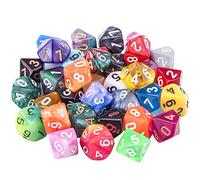 SIQUK 35 Pieces Polyhedral Dice 10 Sided Mixed Colours Dice for DND RPG MTG Table Games with Black Velvet Storage Bag
