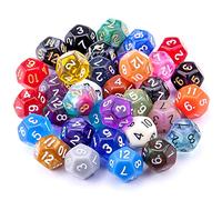 SIQUK 35 Pieces Polyhedral Dice 12 Sided Mixed Colours Dice for DND RPG MTG Table Games with Black Velvet Storage Bag
