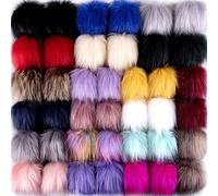 SIQUK 40 Pieces Faux Fur Pompom Ball for Hat Key Ring Decoration, 20 Colours