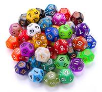 SIQUK 42 Pieces Polyhedral Dice Mixed Colours 12 Sided Dice for DND RPG MTG Table Games, with a Black Velvet Storage Bag
