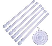 SIQUK 6 Pack Tension Rods Adjustable Spring Cupboard Bars White Extendable Rod for Wardrobe Bookshelf Bathroom (White, 30-50cm)