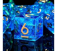 SIQUK 7-Die DND Dice Set Sharp Edge Polyhedral Dice for Dungeons and Dragons RPG MTG Table Games (Blue & Gold)