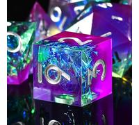 SIQUK 7-Die Polyhedral Dice for DND Handmade Sharp Edge Game Dice for Dungeons and Dragons RPG MTG Table Games（Violet & Blue）