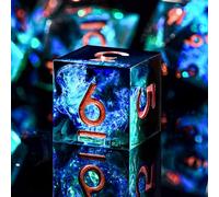 SIQUK 7-Die Polyhedral Dice for DND Sharp Edge Game Dice for Dungeons and Dragons RPG MTG Table Games (Black & Blue)