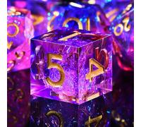 SIQUK 7-Die Polyhedral Dice for DND Sharp Edge Game Dice for Dungeons and Dragons RPG MTG Table Games (Peach & Blue)