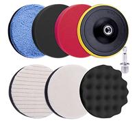 SIQUK 8 Pieces Car Polishing Pads Kit 101mm Buffing Pads Foam Polish Pads Polisher Attachment with M10 Drill Adapter for Drill