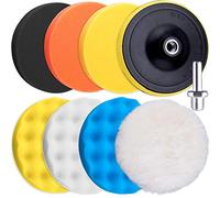 SIQUK 9 Pieces Polishing Pads Kit 125mm Buffing Pads Car Foam Polisher Attachment for Drill, 5 Inch
