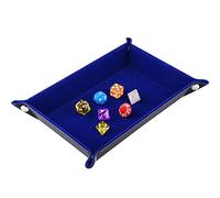 SIQUK Double Sided Dice Tray, Folding Rectangle PU Leather and Dark Blue Velvet Dice Holder for Dungeons and Dragons RPG Dice Gaming D&D and Other Table Games