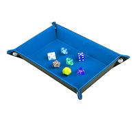 SIQUK Double Sided Dice Tray, Folding Rectangle PU Leather and Sky Blue Velvet Dice Holder for Dungeons and Dragons RPG Dice Gaming D&D and Other Table Games