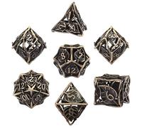 SIQUK Metal Maple Leaf DND Dice Set - 7 Pieces Hollow Polyhedral Dice (D20, D12, D10, D%, D8, D6, D4) With Metal Box for Dungeons & Dragons RPG Board Games (Antique Bronze)