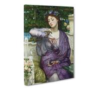 Sir Edward John Poynter Lesbia And Her Sparrow Canvas Print | Gallery Wrapped 30mm Frame Wall Art | 24x16 inches | Ready to Hang | Classic Animals Picture | Living Room Bedroom Lounge Office