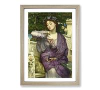 Sir Edward John Poynter Lesbia and her Sparrow Framed Print | A2 Oak Framed Wall Art | Ready to Hang | Modern Animal Picture | Living Room Bedroom Lounge Office