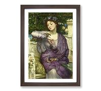 Sir Edward John Poynter Lesbia and her Sparrow Framed Print | A2 Walnut Framed Wall Art | Ready to Hang | Modern Animal Picture | Living Room Bedroom Lounge Office