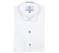 Sir Gregory Men's Fitted Tuxedo Shirt with Wing Collar French Cuffs and 1/4 Inch Pleat, White, 16"-16.5" Neck 34"-35" Sleeve