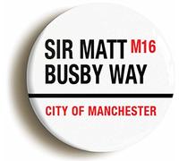 SIR MATT BUSBY WAY M16 CITY OF MANCHESTER BADGE BUTTON PIN (Size is 1inch / 25mm diameter)